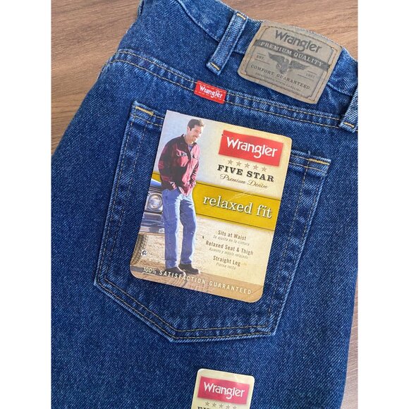 Mens Wrangler Relaxed Fit Blue Denim Jeans Size 36W X 34L Western Work - Picture 2 of 10